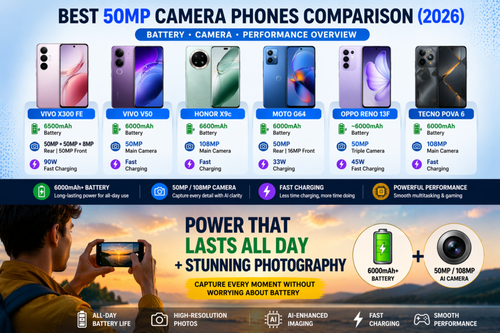 Best 50MP Camera Phones with 6000mAh Battery