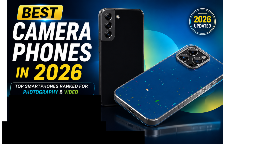 Best Camera Phones in 2026 comparison featuring Samsung Galaxy S26 Ultra, iPhone 17 Pro Max, Google Pixel 10 Pro, Xiaomi 16 Ultra, Vivo X300 Pro, and Oppo Find X9 Ultra.
