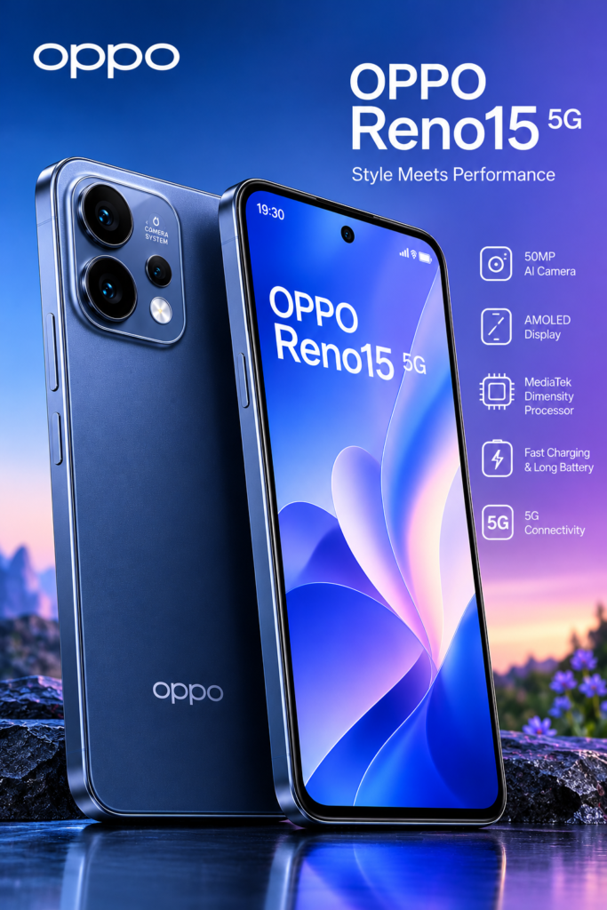 OPPO Reno15 5G smartphone front and back view